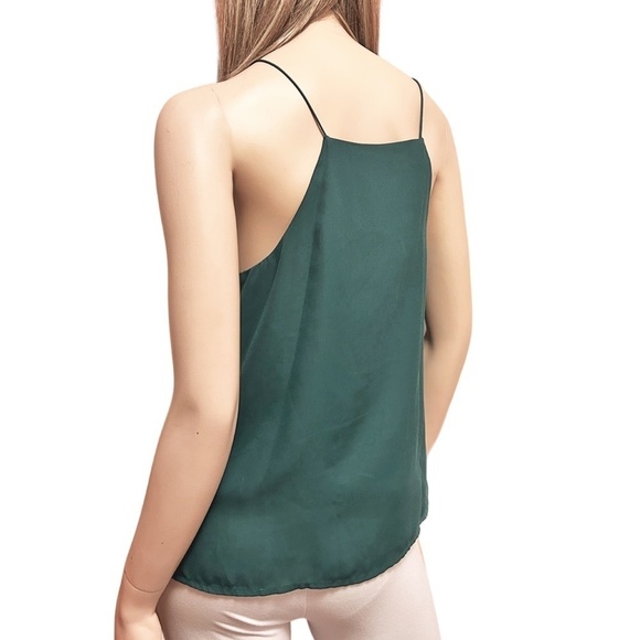 WAYF Laced Front Strappy Blouse Top Tank Cami Falling Ruffles Plunge Neck NWOT - Picture 9 of 13